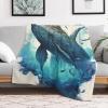 PAZZK Whale Flannel Throw Blanket with Pattern, 140 x 180 cm view 2