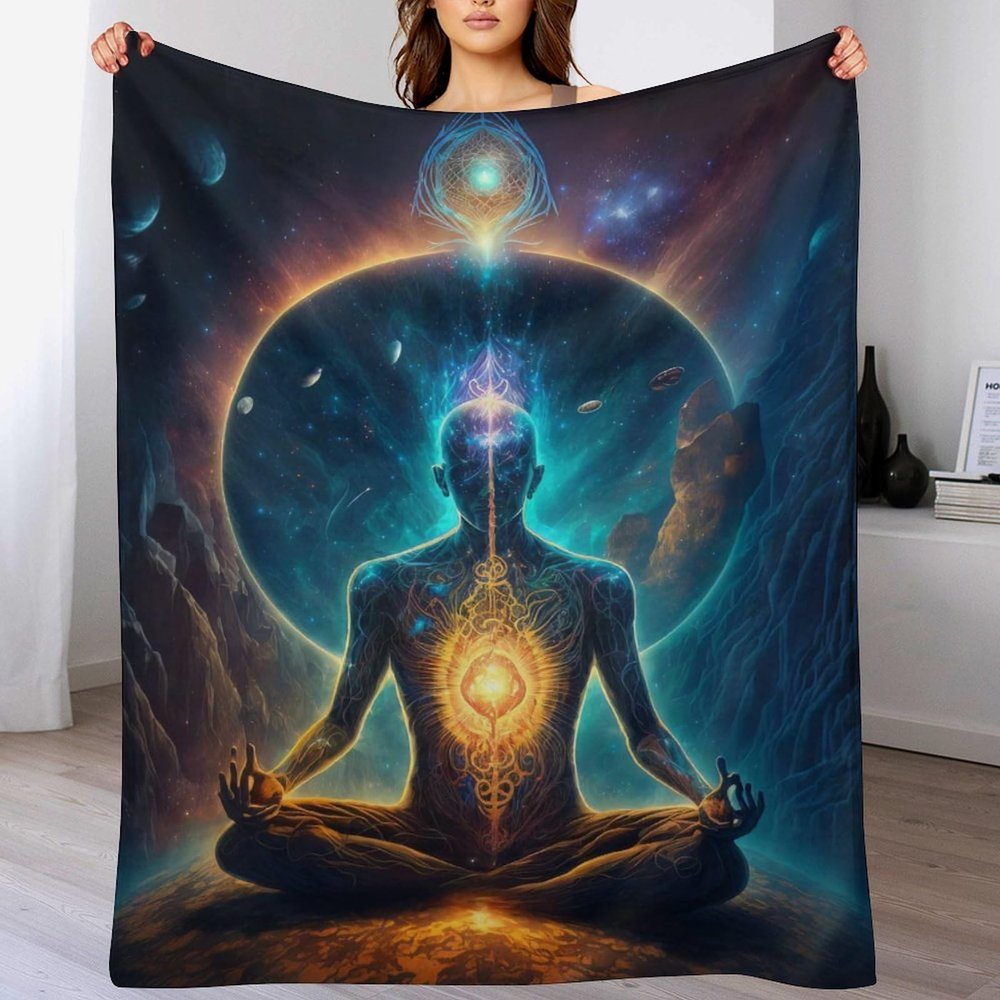Esoteric Zen Universe Flannel Fleece Throw Blanket, Soft Warm 3D Sofa Blanket, 100 x 130 cm