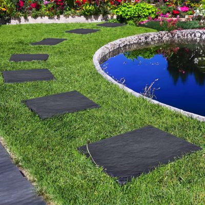 Nicoman Marble-Effect Square Stomp Stepping Stones, Recycled Rubber, Graphite, 30 x 30 x 2.5 cm, 4-Pack