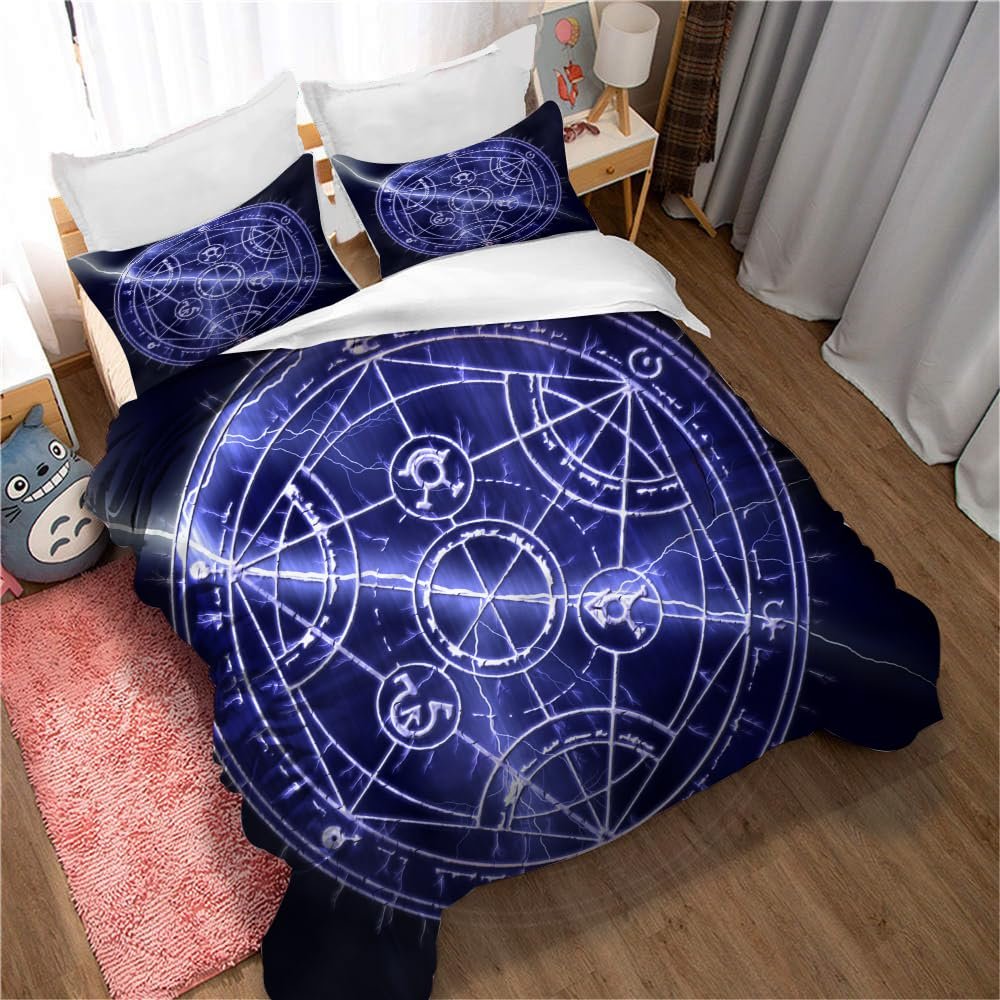 Ste-X Kids' Fullmetal Alchemist Duvet Cover Set, 220 x 240 cm, with 2 Pillowcases (FA 06)