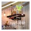 LHQYA Wall-Mounted Floating Wine and Bar Shelf with Hanging Glass Rack view 2