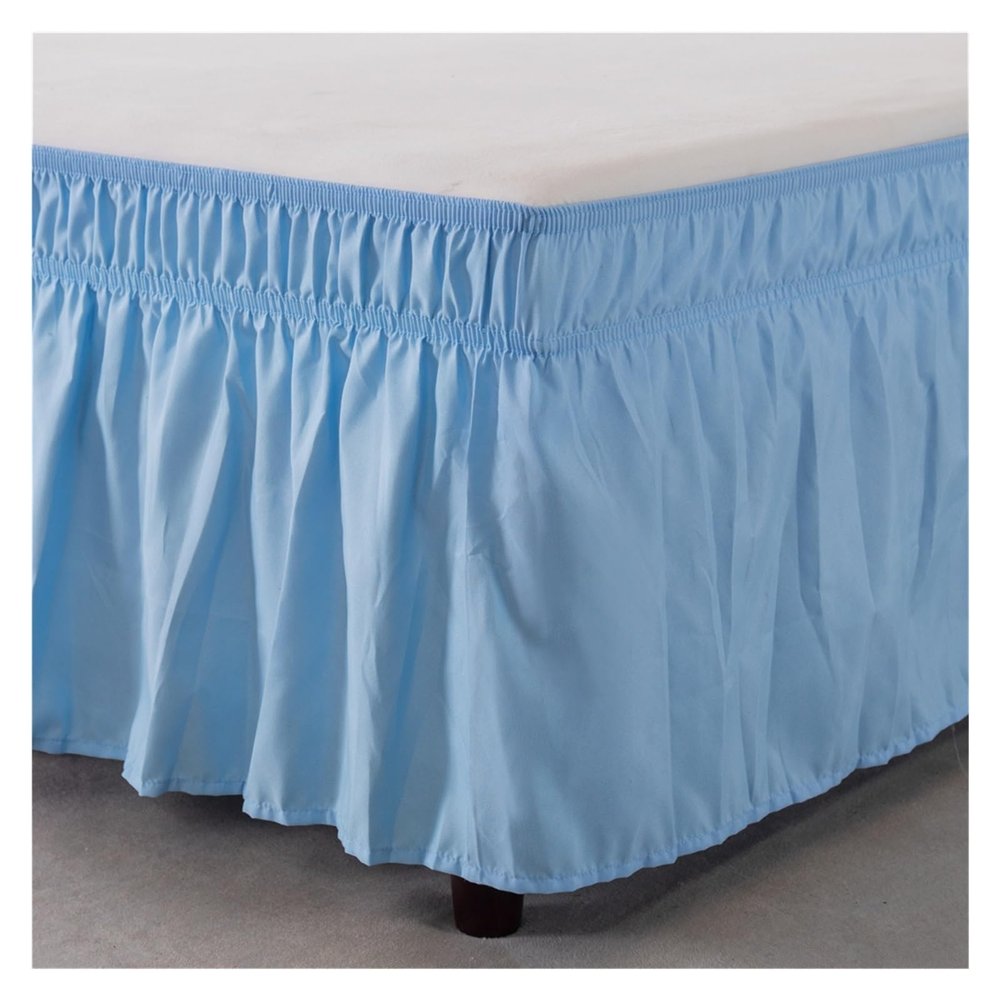 Bed Skirt, Wrap-Around Elastic Ruffled Bedspread, 38 cm Drop, Twin/Full/Queen/King