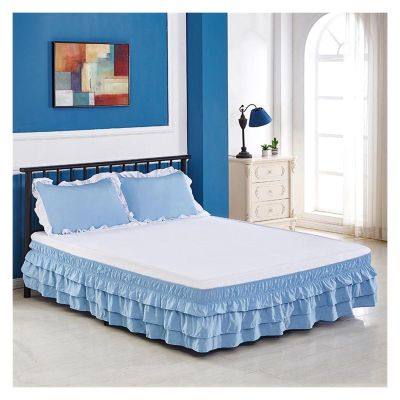 Three-Layer Elastic Wrap-Around Bed Skirt