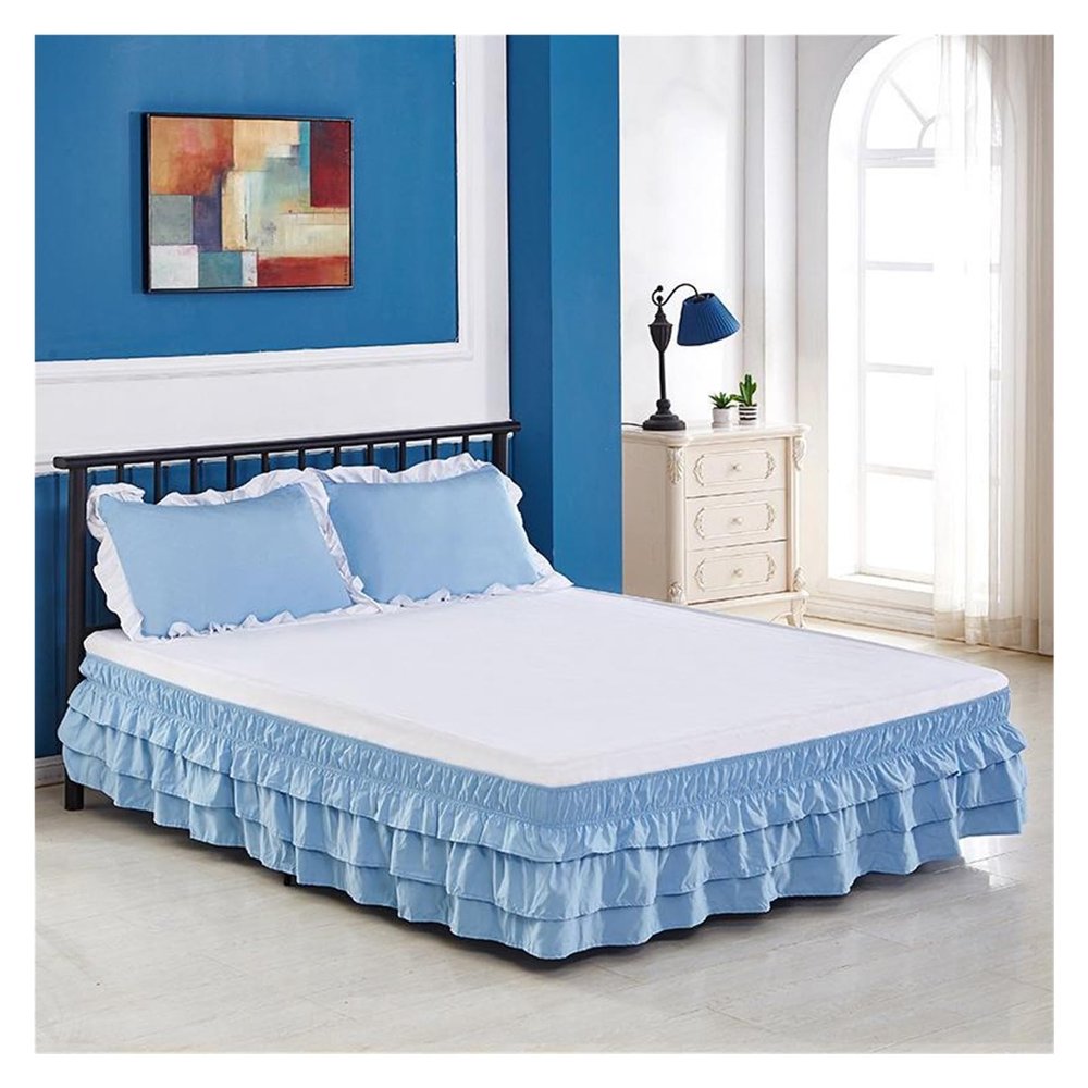 Three-Layer Elastic Wrap-Around Bed Skirt