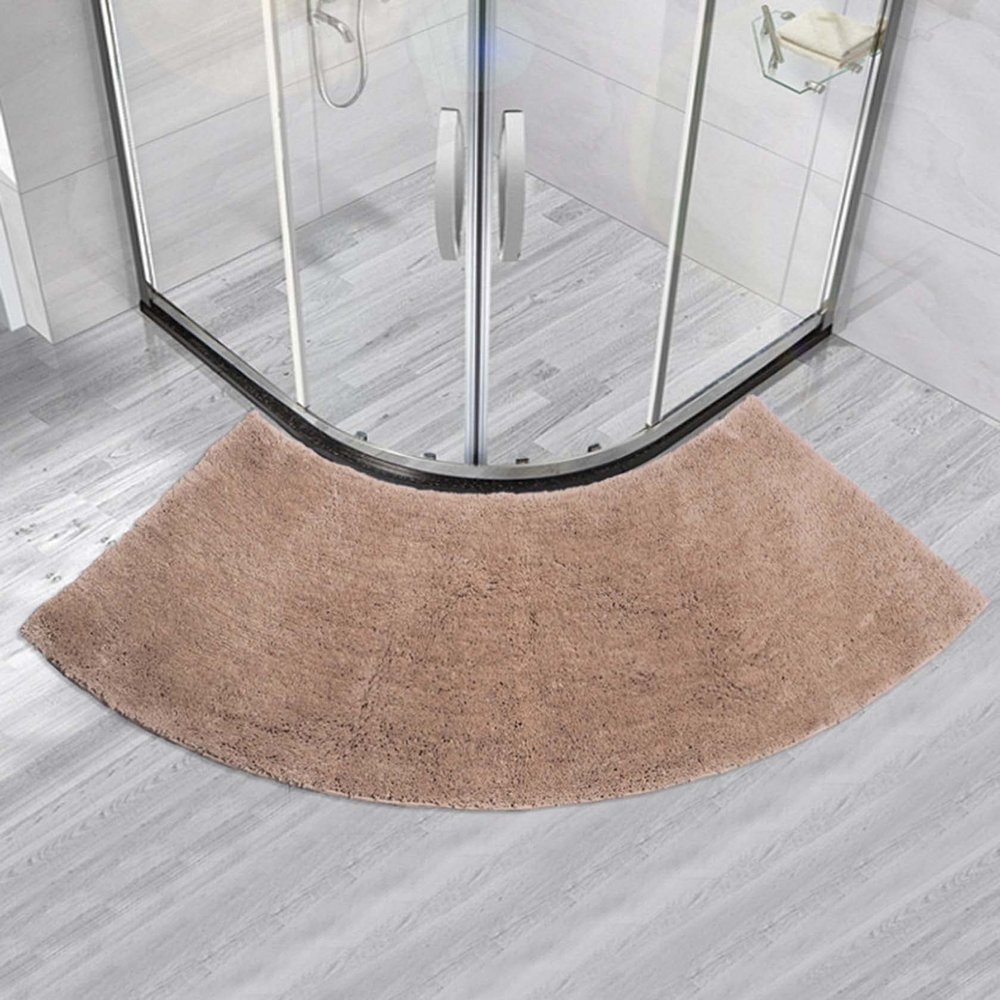 GLMGBP Curved Bath Mat for Round Showers, Khaki, 45 x 143 cm