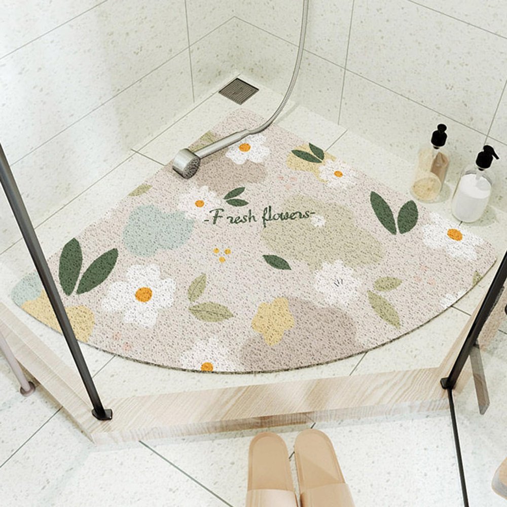 Non-Slip Quarter-Circle Rubber Corner Shower Mat