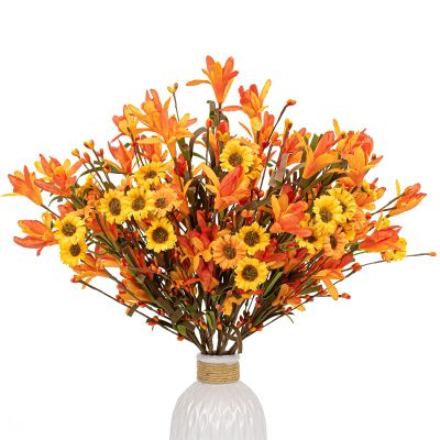 Artificial Autumn Flowers, 17 in, 12 Stems with Daisies, Forsythia and Berries