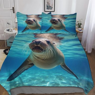 PAZZK Siegel 3D-Print Duvet Cover Set, 3-Piece, Microfiber, Double 200 x 200 cm