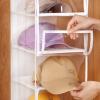 KEEGH Hat Organizer with 10 Compartments and Dust Protection, Full Coverage, Transparent/White view 4