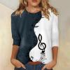 Women's 3/4-Sleeve Casual Crew-Neck T-Shirt with Retro Ethnic Print view 2