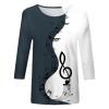 Women's 3/4-Sleeve Casual Crew-Neck T-Shirt with Retro Ethnic Print view 3