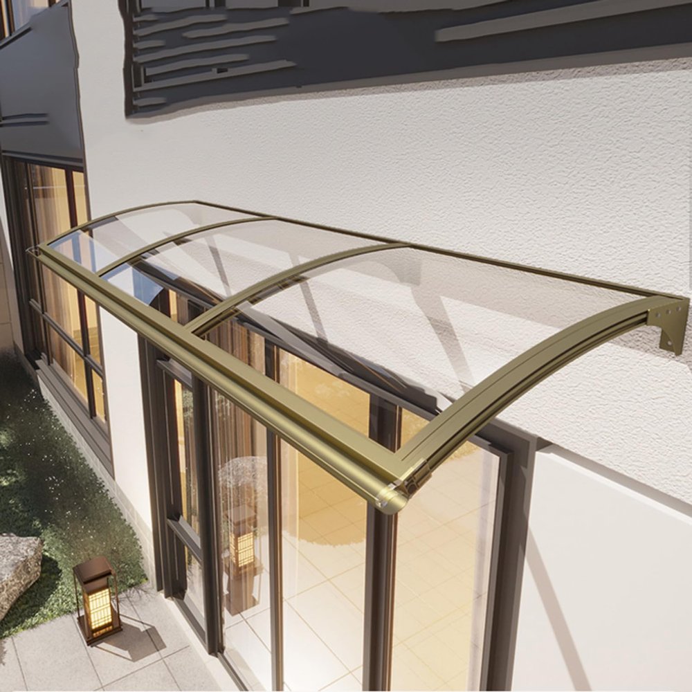 Polycarbonate Door Awning with Gutter, 120 x 390 cm, Champagne Gold