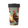 Insulated Coffee Tumbler with Rooster and Hen Print view 1