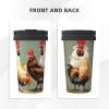 Insulated Coffee Tumbler with Rooster and Hen Print view 3
