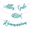 Oblique Unique First Communion “Best Wishes” Fish Garland, Hanging Decoration for Boys and Girls, Turquoise view 1