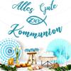 Oblique Unique First Communion “Best Wishes” Fish Garland, Hanging Decoration for Boys and Girls, Turquoise view 4
