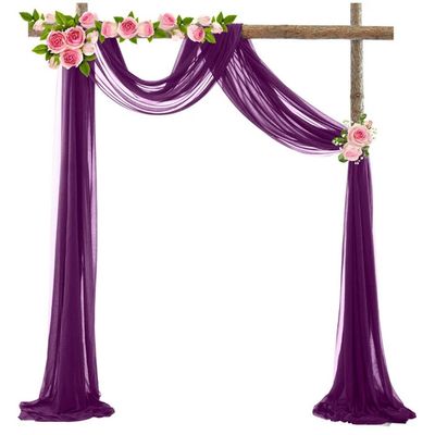 SQMSK 2-Piece 75 × 550 cm Semi-Sheer Chiffon Wedding Arch Drapes