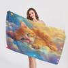 QEODAH XXL Cat Beach Towel 200 x 200 cm, Quick-Drying Microfiber view 1