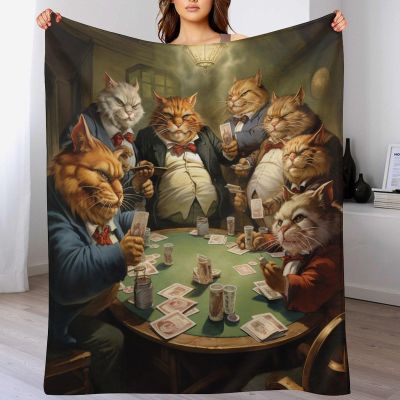 PAZZK Cat Flannel Fleece Throw Blanket for Bed or Sofa, 180 x 200 cm