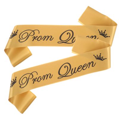 Gold Prom King and Queen Sashes, 2-Piece Fabric Set