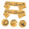 Gold Prom King and Queen Sashes, 2-Piece Fabric Set view 4
