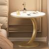 Drsyffsup Round C-Shaped Side Table, Faux Marble Top, 50 x 50 x 60 cm view 1