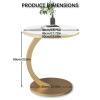 Drsyffsup Round C-Shaped Side Table, Faux Marble Top, 50 x 50 x 60 cm view 2