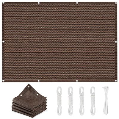 Rectangular Shade Sail 3.4 x 5 m, HDPE, with Mounting Ropes, Brown