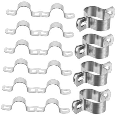 Stainless Steel Pipe Clamps, 20-Piece, Silver, Ribbed Texture