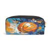 Watercolor Basketball Leather Pencil Case and Organizer view 2