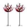 90 cm Metal Garden Wind Spinner, Lotus Flower Stake, Weather-Resistant and Stable view 1
