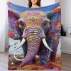 PAZZK Elephant Flannel Throw Blanket, Soft Fleece, 140 x 180 cm view 1