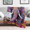 PAZZK Elephant Flannel Throw Blanket, Soft Fleece, 140 x 180 cm view 2