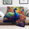 PAZZK Premium Peacock Flannel Throw Blanket with 3D Pattern, 51 x 71 in view 2