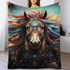 Flannel Horse Throw Blanket for Couch, Warm Super-Soft Four-Season Blanket, 130 x 180 cm view 1