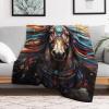 Flannel Horse Throw Blanket for Couch, Warm Super-Soft Four-Season Blanket, 130 x 180 cm view 2