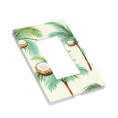 Decorative 1-Gang Outlet Wall Plate, Standard Size, Summer Coconut Palm