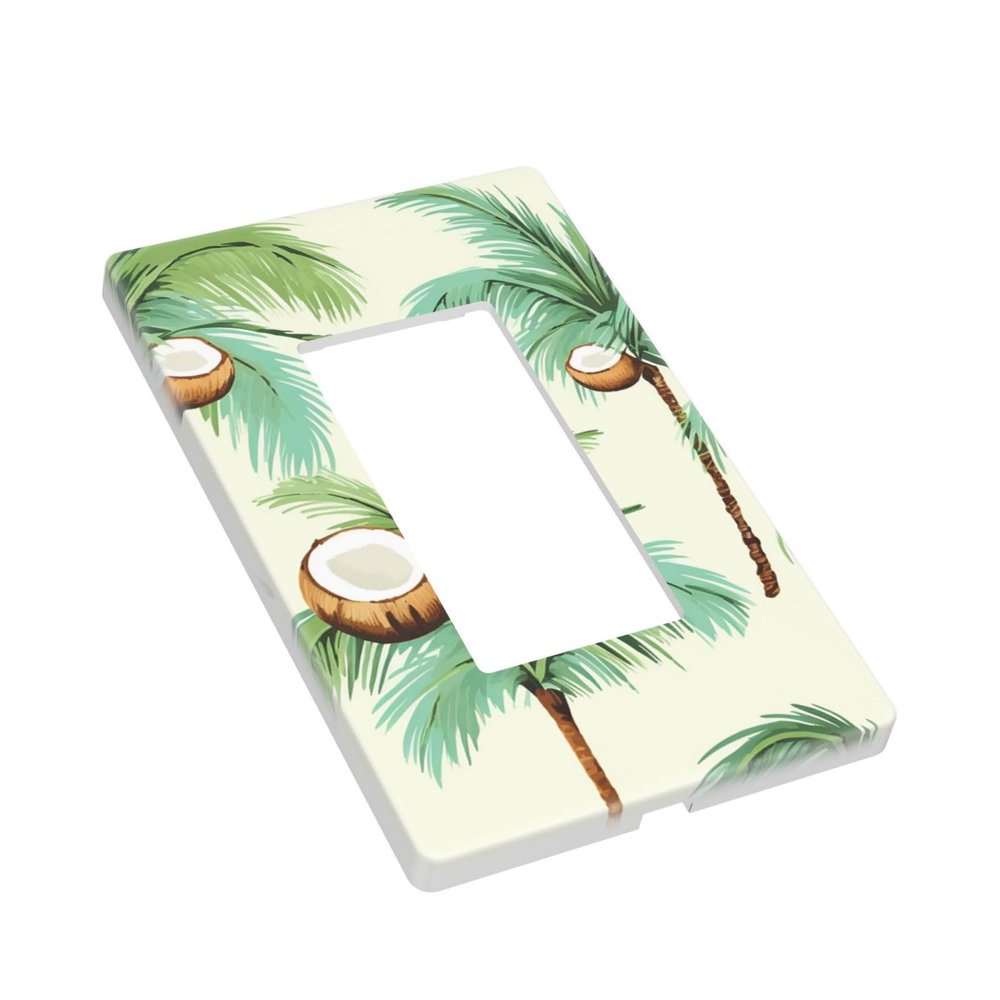 Decorative 1-Gang Outlet Wall Plate, Standard Size, Summer Coconut Palm