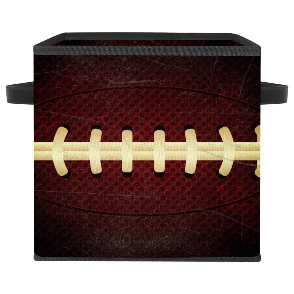 VAPOKF Foldable Fabric Storage Cube with Handles, Vintage Rugby Ball