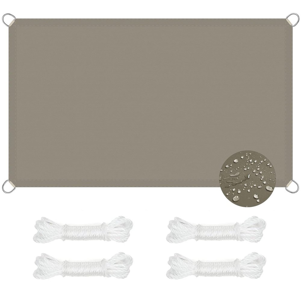 Taupe Sun Shade Sail 4.5 x 5.5 m with Mounting Kit