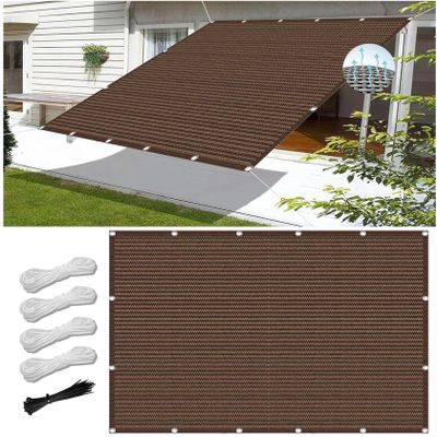 Sun Shade Sail with Ropes, 120 x 140 cm, 98% UV Protection, Breathable, Brown
