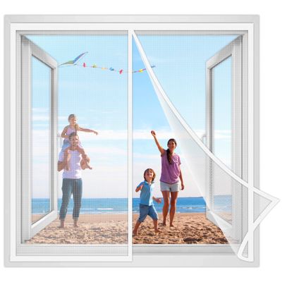 Magnetic Insect Screen Door 155 x 185 cm, No-Drill Adhesive Installation, White