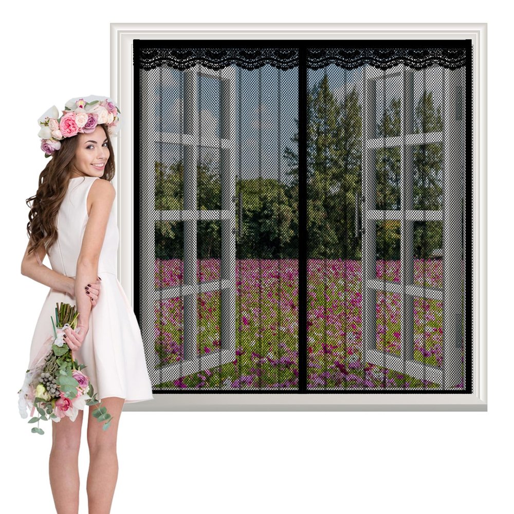 TYPYMY Magnetic Insect Screen, Black, 110 x 105 cm