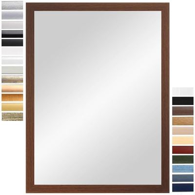 PrimeLuxe Wall Mirror 60 x 75 cm (Outer Dimensions) in Wenge Brown | Color and Size Selectable | Full-Length Mirror | Bathroom & Hallway Mirror | Wooden Frame | Made in Germany