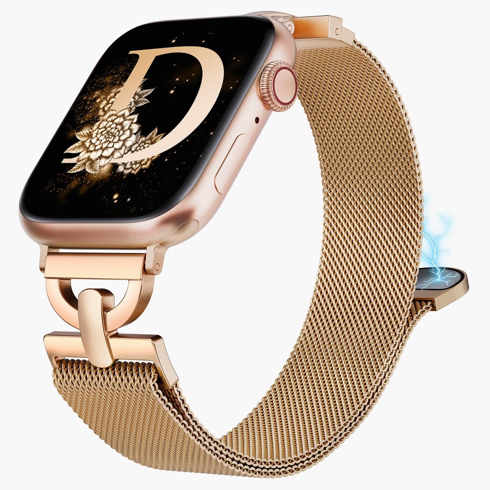 BEEXI Magnetic Band Compatible with Apple Watch, Women's D-Shaped Mesh