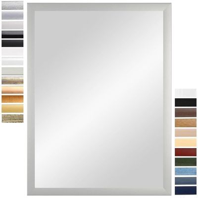 PrimeLuxe Wall Mirror 30 x 35 cm (outer dimensions) in Matte Silver | Color and Size Selectable | Full-Length Mirror | Bathroom & Hallway Mirror | Wood Frame | Made in Germany