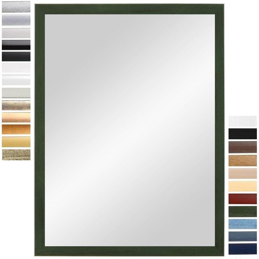 PrimeLuxe Wall Mirror 37 x 50 cm (Outer Dimensions), Green-Washed