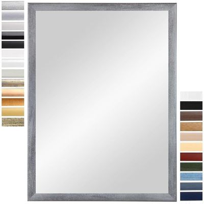 PrimeLuxe Wall Mirror 38 x 58 cm (Exterior Dimensions), Gray-Washed | Color and Size Selectable | Full-Length Mirror | Bathroom & Hallway Mirror | Wood Frame | Made in Germany