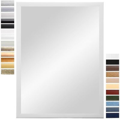 PrimeLuxe Wall Mirror 50 x 69 cm (Outer Dimensions), Pine White | Selectable Color and Size | Full-Length Mirror | Bathroom & Hallway | Wood Frame | Made in Germany