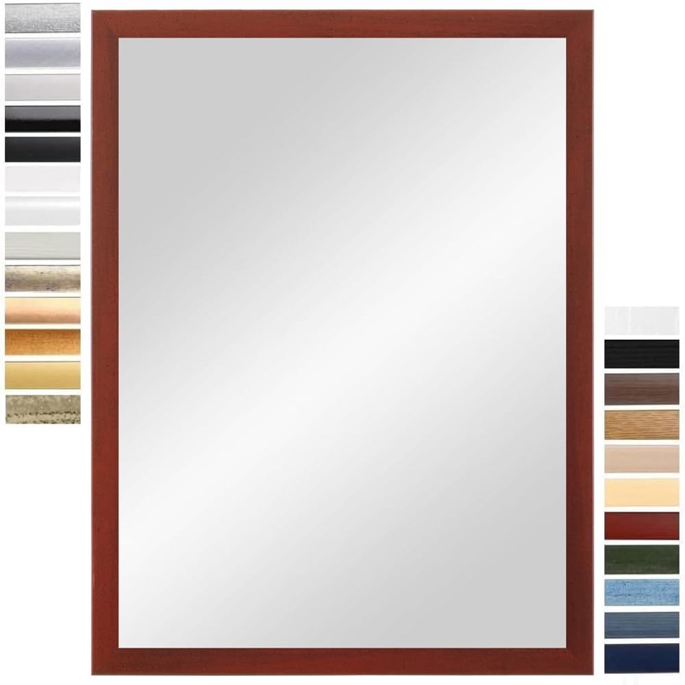 PrimeLuxe Wall Mirror 84 x 119 cm (Overall Dimensions), Red-Washed